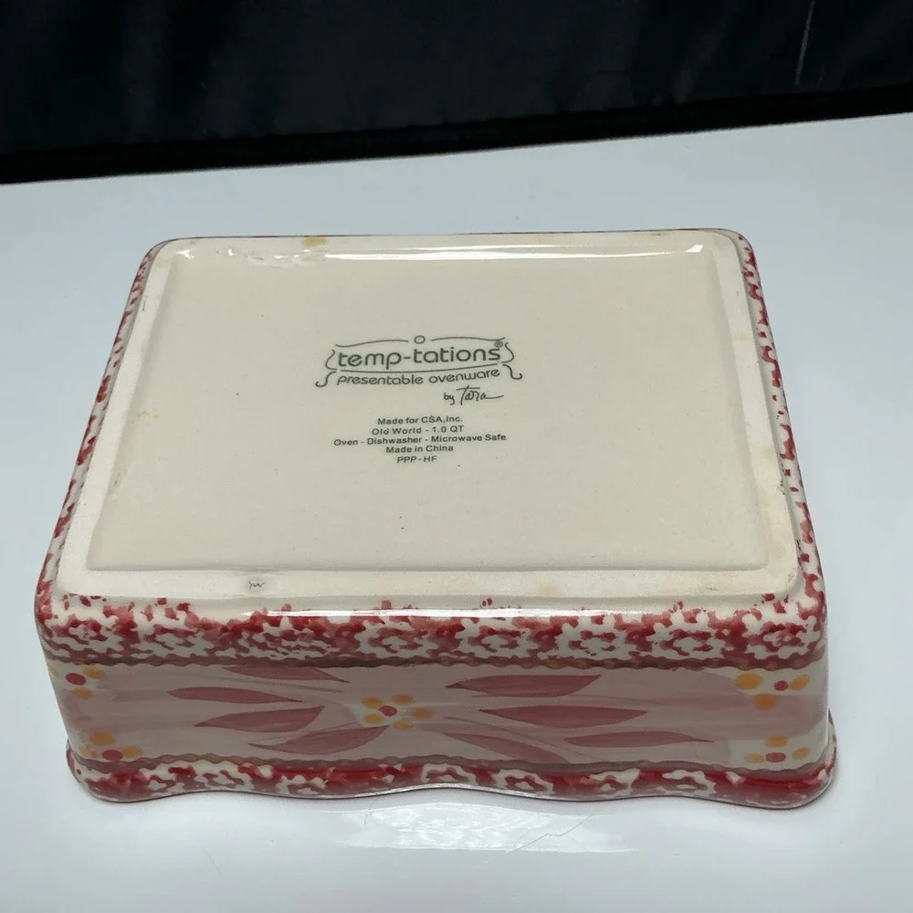 Old World‎ Cranberry 1 Quart Baking Dishes Temp-tations w/ Holders 8 Piece Set